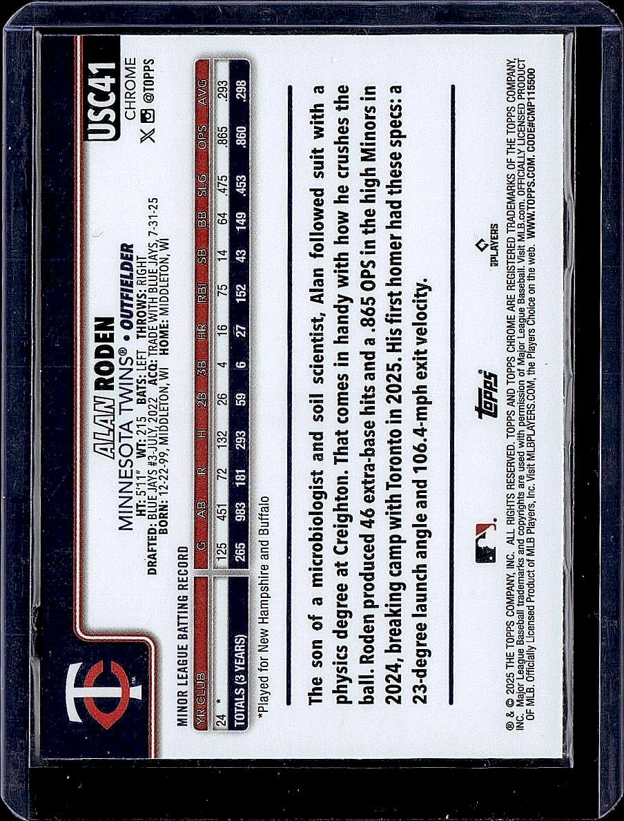 2025 Topps Chrome Update #USC41 Alan Roden X-Fractors