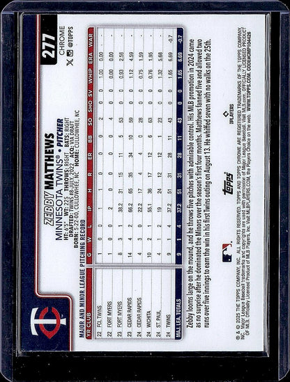2025 Topps Chrome #277 Zebby Matthews RayWave Refractors