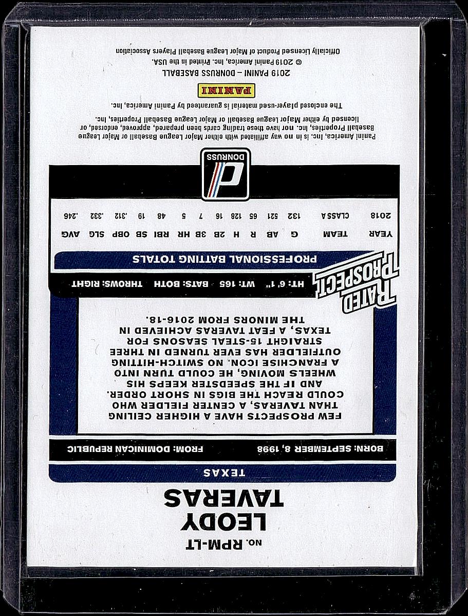 2019 Donruss #RPM-LT Leody Taveras Rated Prospect Material