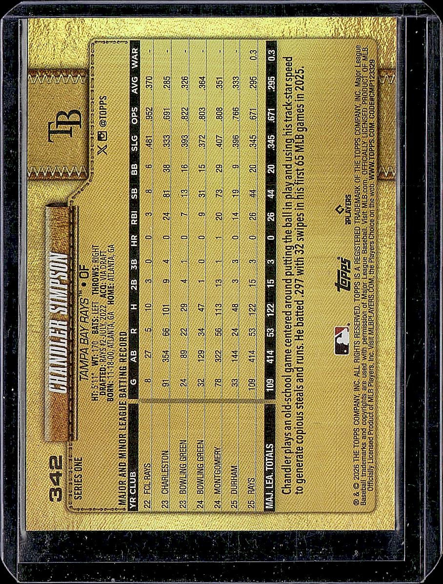 2026 Topps #342 Chandler Simpson Golden Mirror Variations