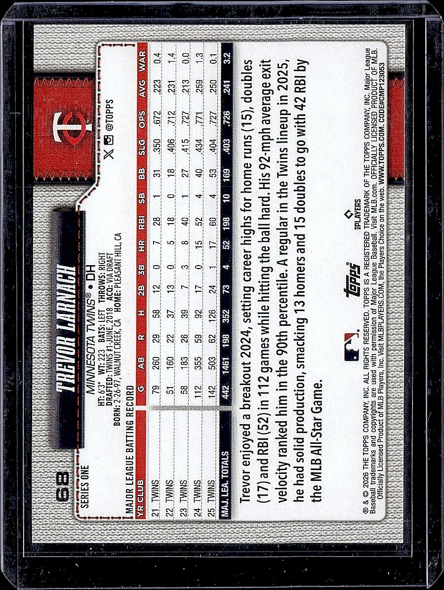 2026 Topps #68 Trevor Larnach Diamante Foil