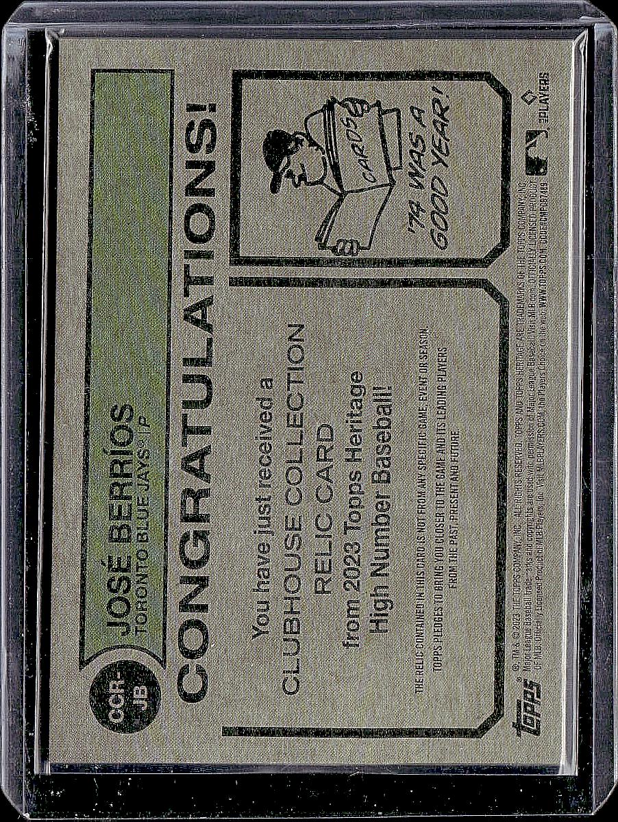 2023 Topps Heritage #CCR-JB Jose Berrios Clubhouse Collection Relics High Number