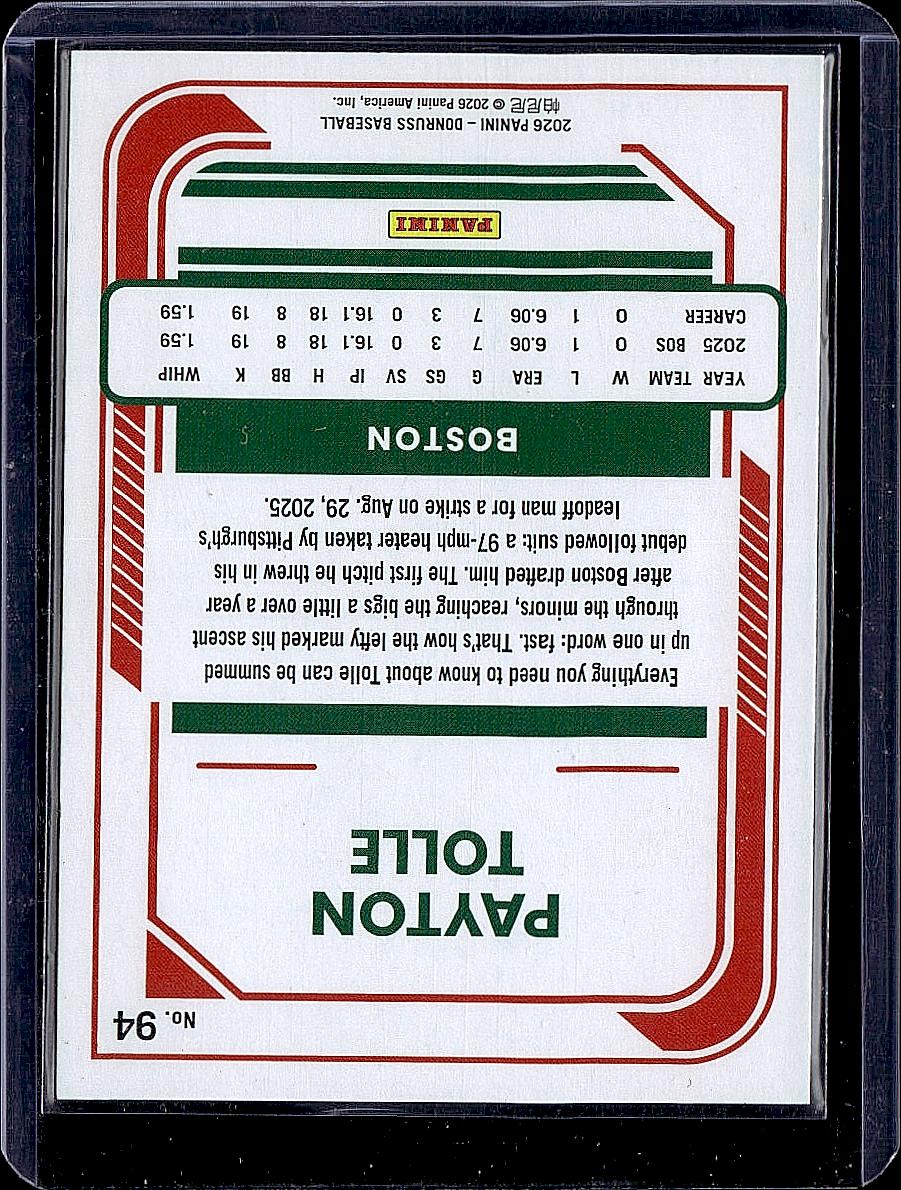 2026 Donruss #94 Payton Tolle Liberty