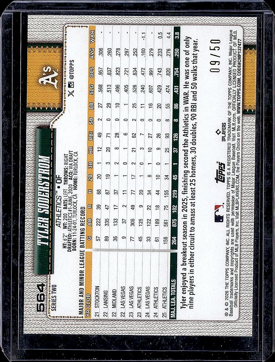 2026 Topps #564 Tyler Soderstrom Gold Diamante Foil #/50