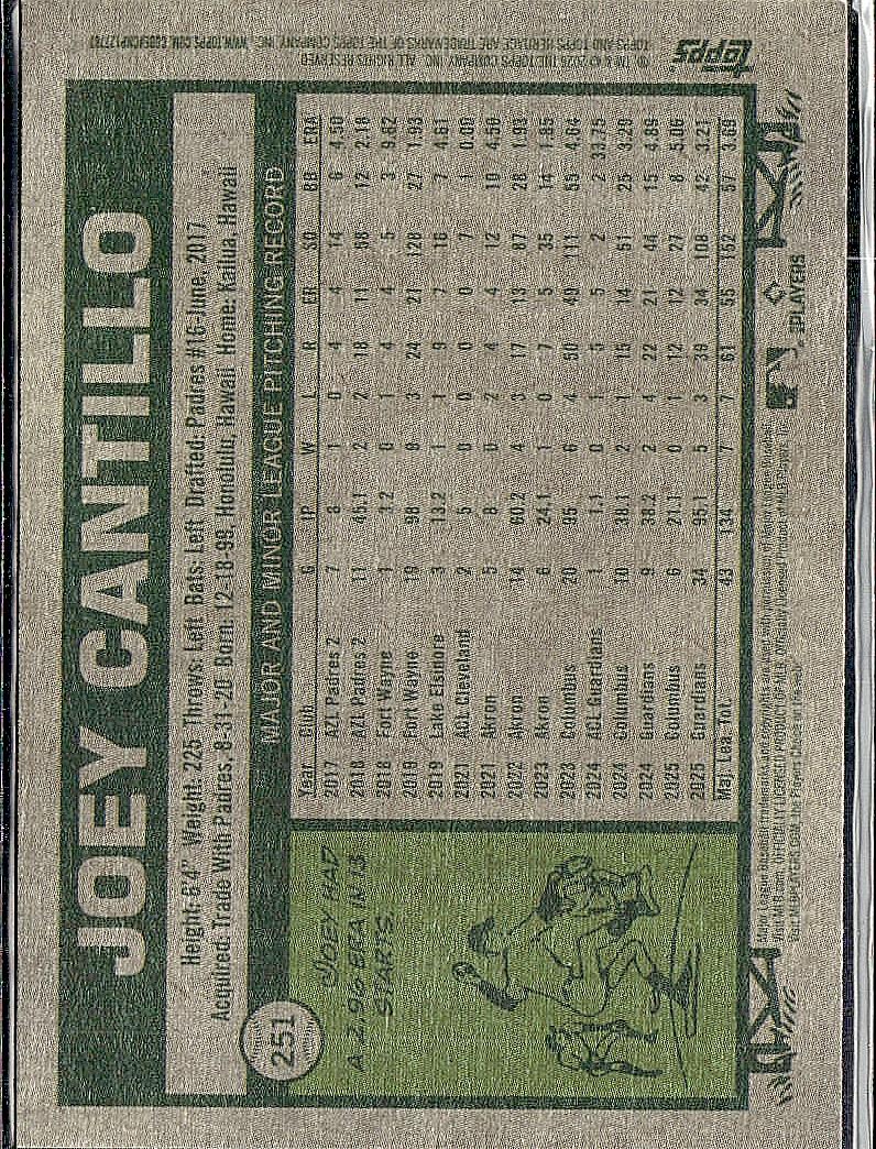 2026 Topps Heritage #251 Joey Cantillo Dark Green