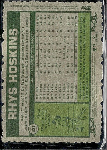 2026 Topps Heritage #331 Rhys Hoskins Deckle Edge