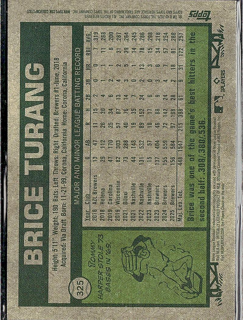 2026 Topps Heritage #325 Brice Turang Chrome