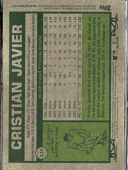 2026 Topps Heritage #330 Cristian Javier Chrome