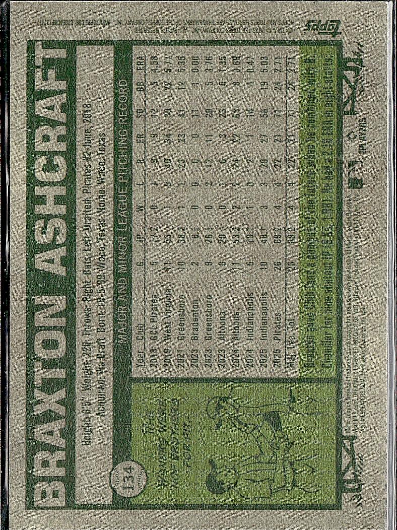 2026 Topps Heritage #134 Braxton Ashcraft Red
