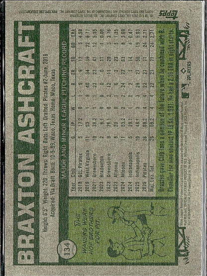2026 Topps Heritage #134 Braxton Ashcraft Red