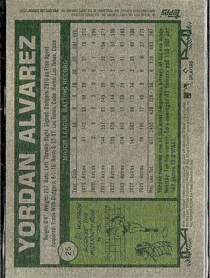 2026 Topps Heritage #25 Yordan Alvarez Red