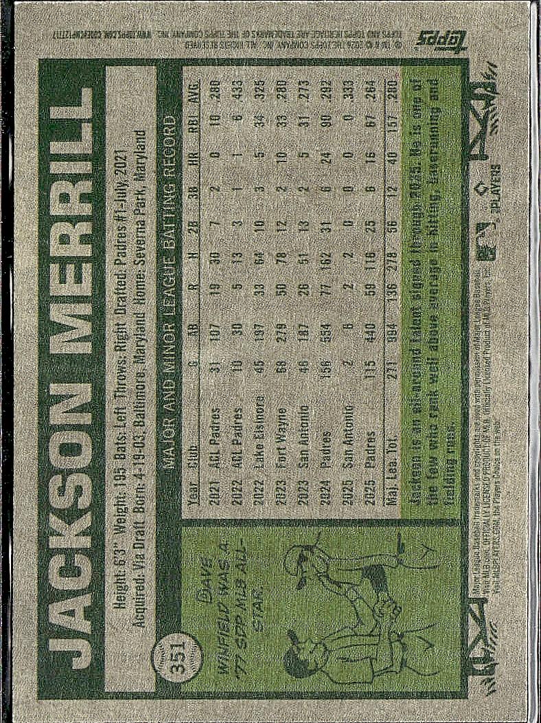 2026 Topps Heritage #351 Jackson Merrill Red