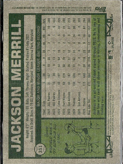 2026 Topps Heritage #351 Jackson Merrill Red