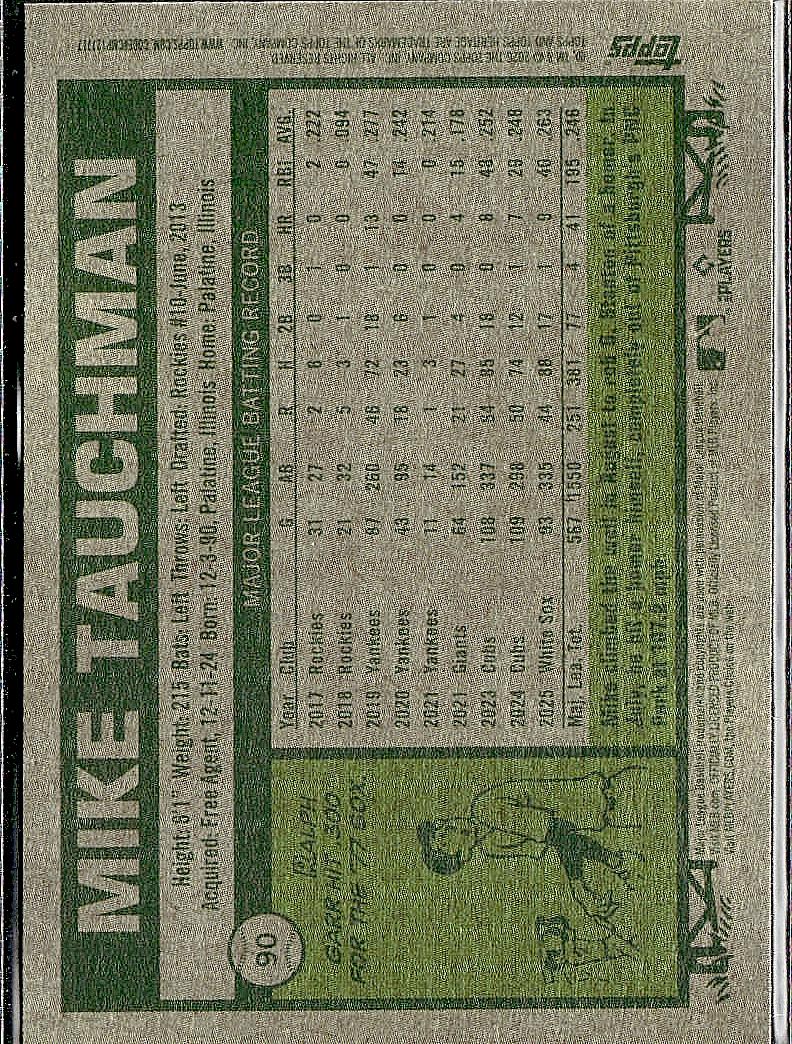 2026 Topps Heritage #90 Mike Tauchman Red