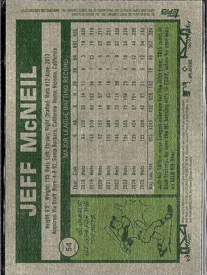 2026 Topps Heritage #54 Jeff McNeil Dark Green