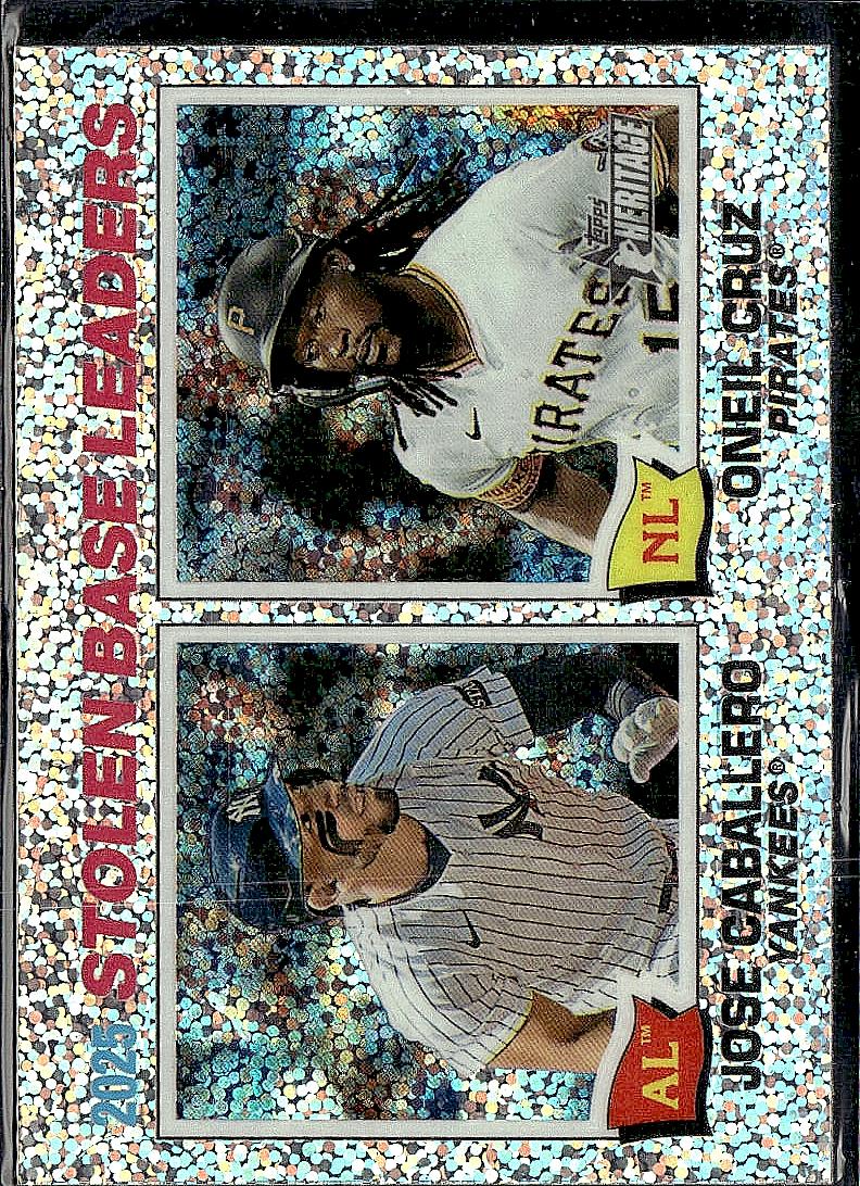 2026 Topps Heritage #4 2025 Stolen Base Leaders ( Caballero/Cruz) Silver Sparkle