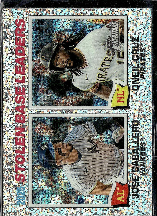 2026 Topps Heritage #4 2025 Stolen Base Leaders ( Caballero/Cruz) Silver Sparkle