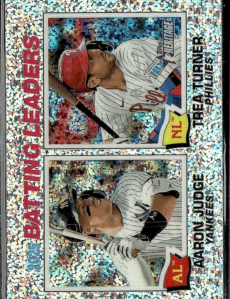2026 Topps Heritage #1 2025 Batting Leaders (Judge /Turner) Silver Sparkle