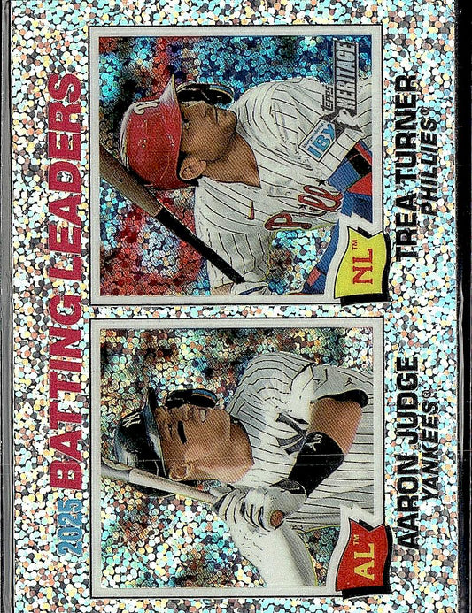 2026 Topps Heritage #1 2025 Batting Leaders (Judge /Turner) Silver Sparkle