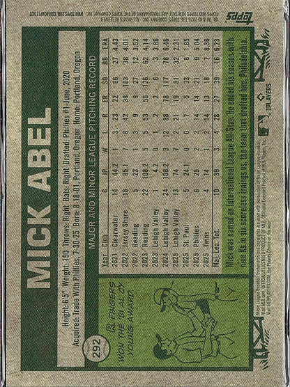 2026 Topps Heritage #292 Mick Abel Chrome
