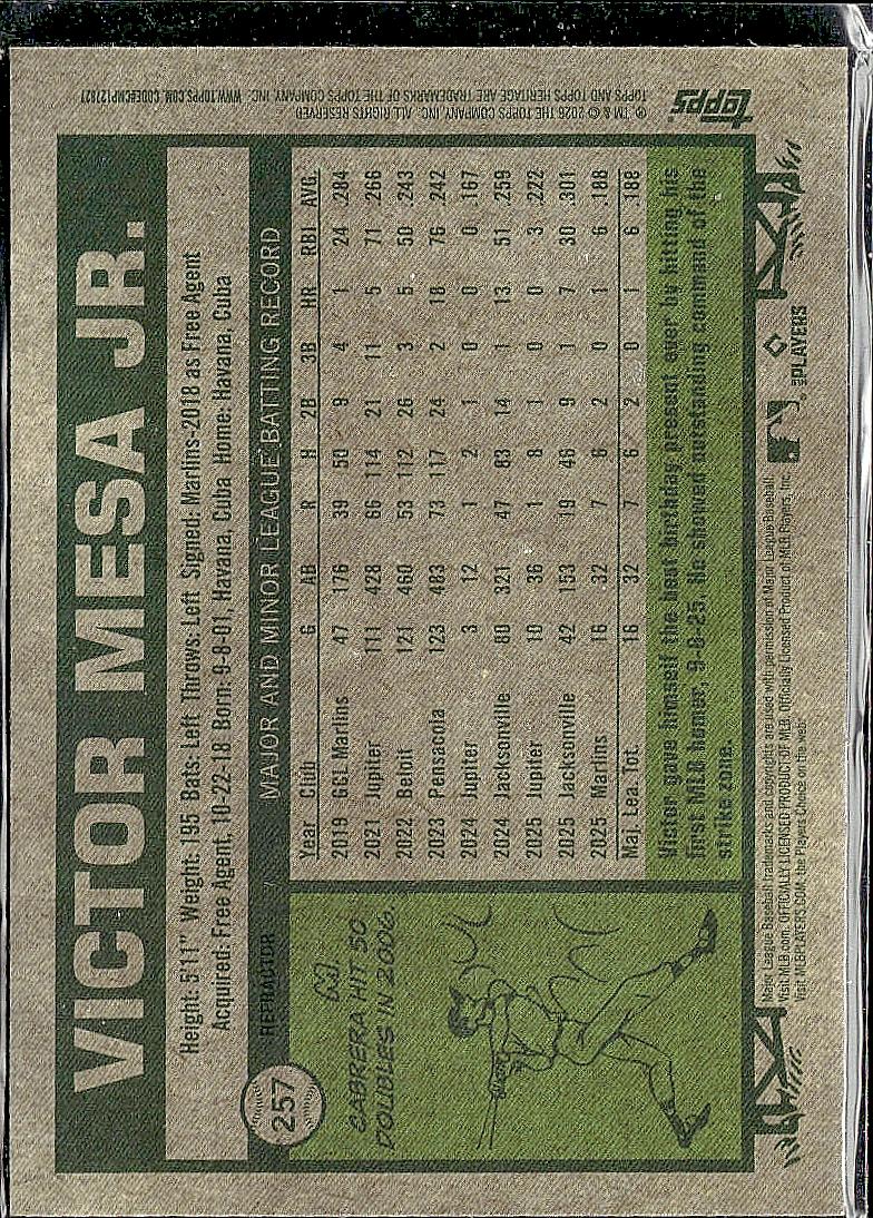 2026 Topps Heritage #257 Victor Mesa Jr. Chrome Refractors