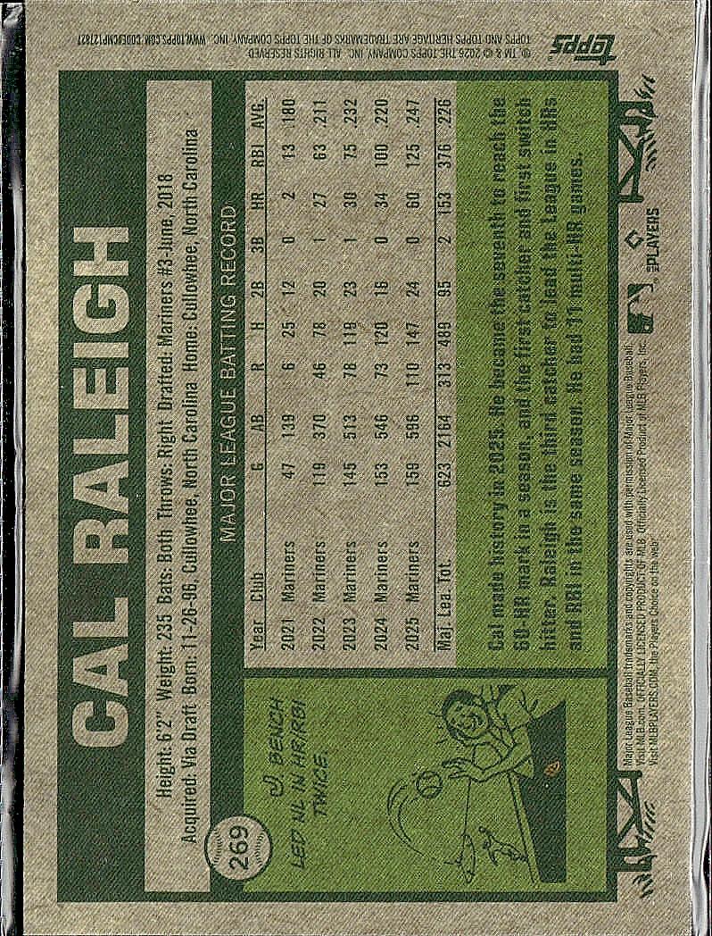 2026 Topps Heritage #269 Cal Raleigh Chrome