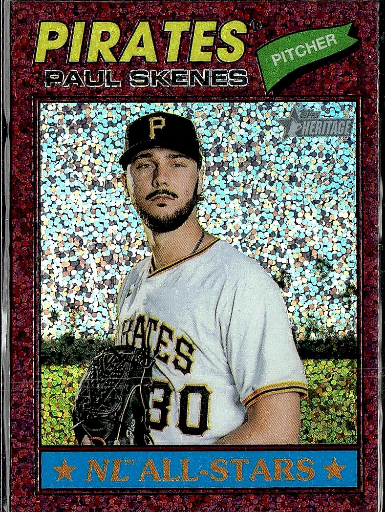 2026 Topps Heritage #33 Paul Skenes Chrome Burgundy Sparkle Refractors