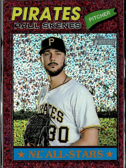 2026 Topps Heritage #33 Paul Skenes Chrome Burgundy Sparkle Refractors