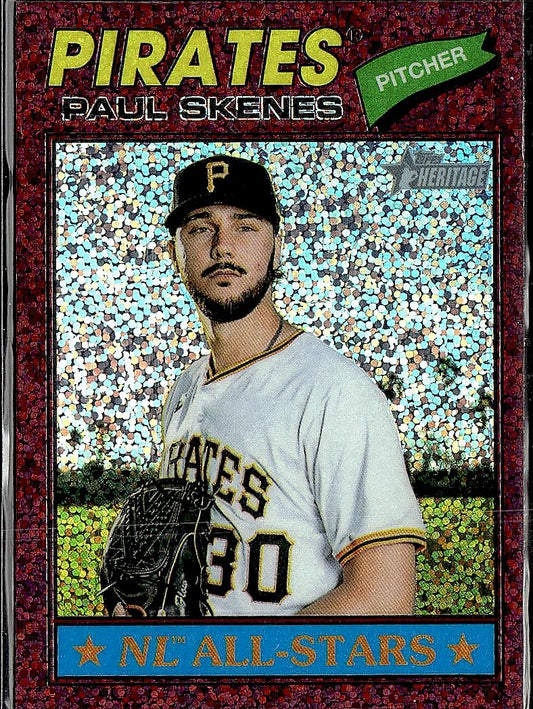 2026 Topps Heritage #33 Paul Skenes Chrome Burgundy Sparkle Refractors