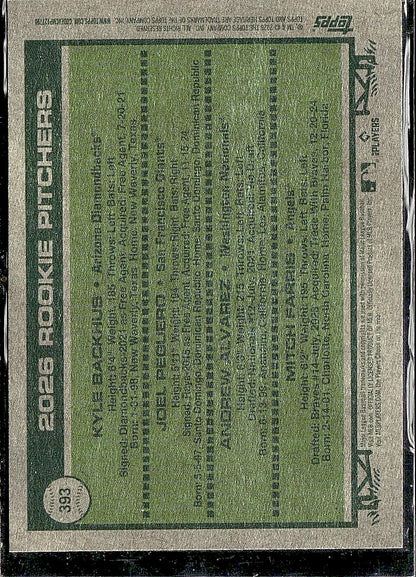 2026 Topps Heritage 2026 RC Pitchers (Backhus/Peguero/Alvarez/ Farris) Green
