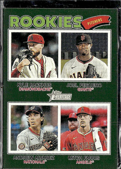 2026 Topps Heritage 2026 RC Pitchers (Backhus/Peguero/Alvarez/ Farris) Green