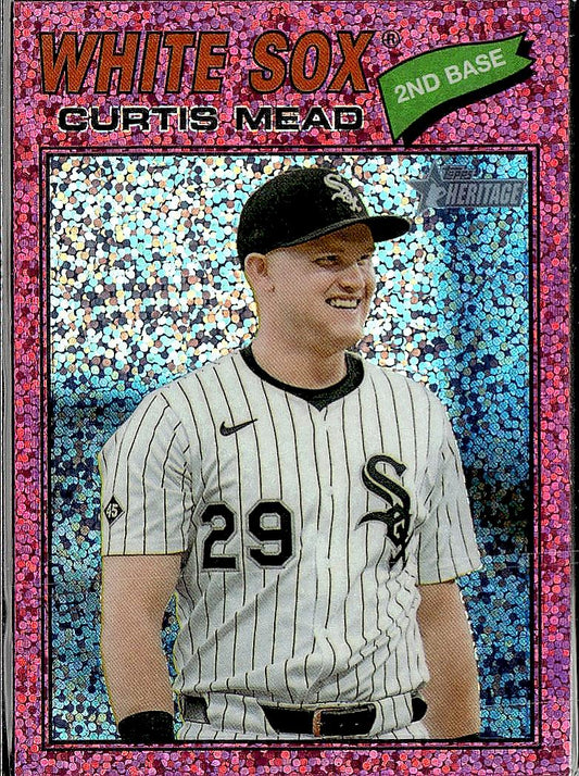 2026 Topps Heritage #303 Curtis Mead Chrome Pink Sparkle Refractors