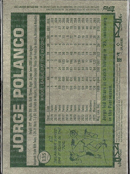 2026 Topps Heritage #135 Jorge Polanco Chrome Light Blue Sparkle Refractors