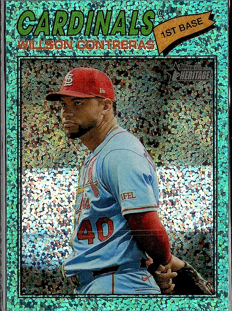 2026 Topps Heritage #156 Willson Contreras Chrome Light Blue Sparkle Refractors