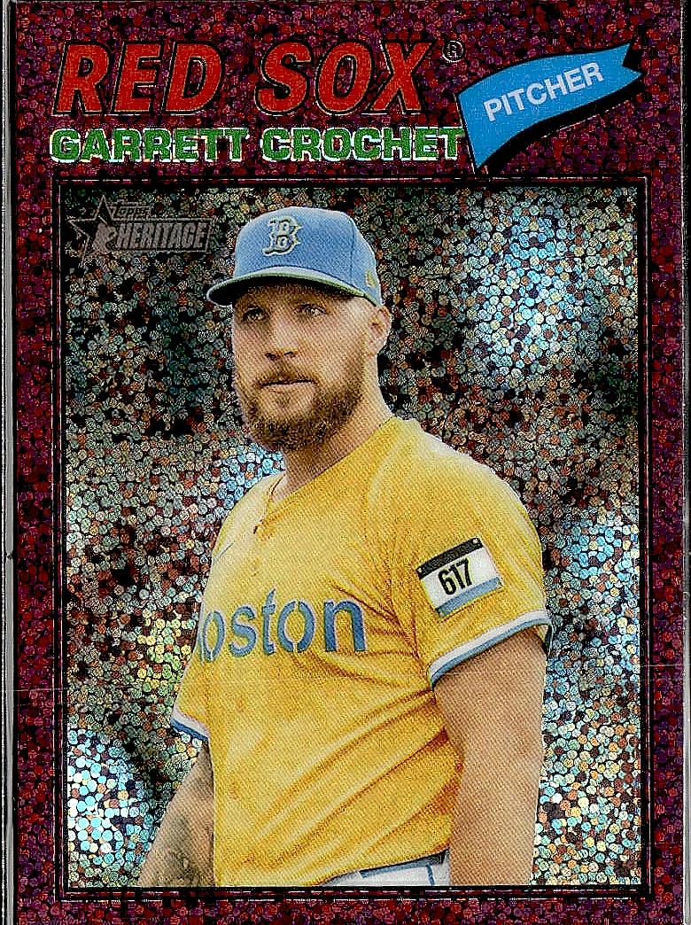 2026 Topps Heritage #23 Garrett Crochet Chrome Burgundy Sparkle Refractors