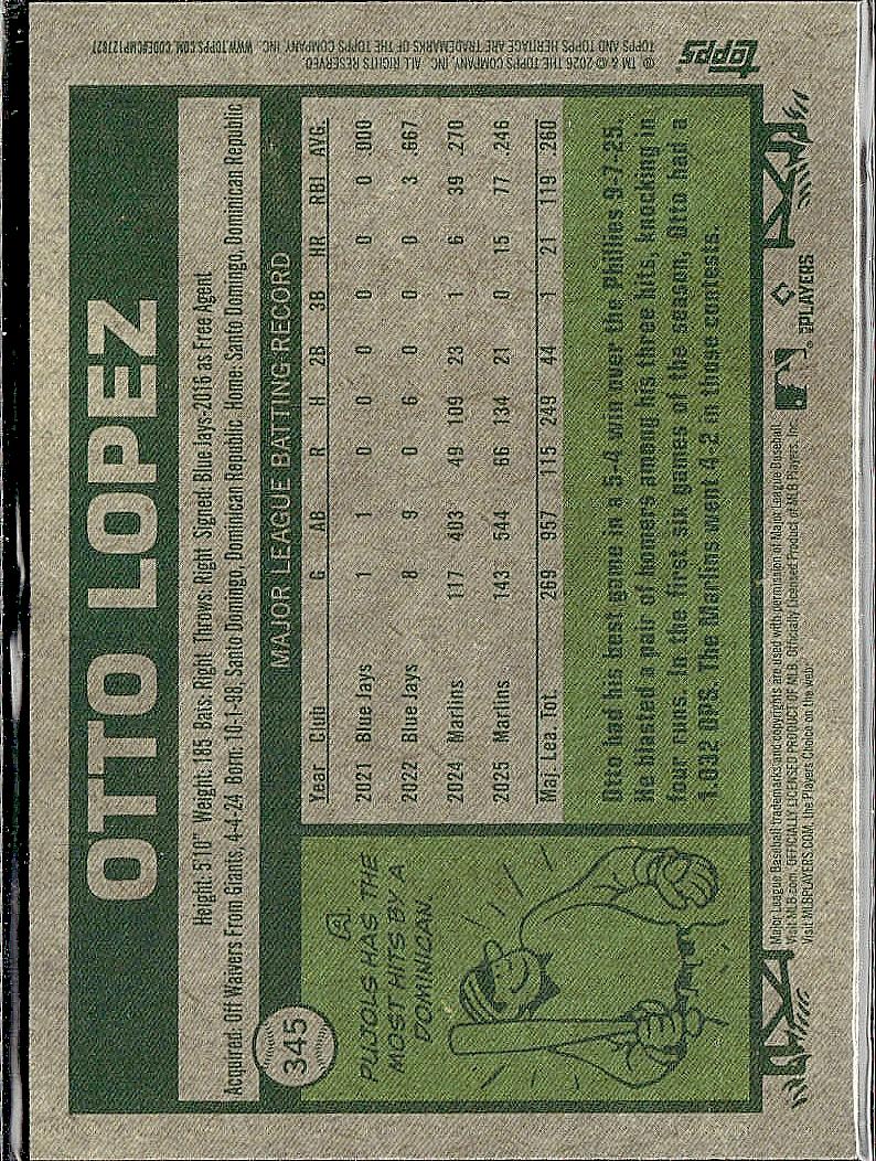 2026 Topps Heritage #345 Otto Lopez Chrome