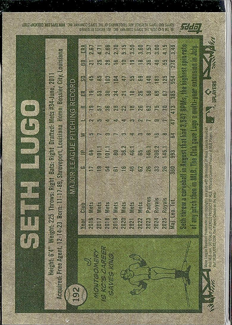 2026 Topps Heritage #192 Seth Lugo Chrome