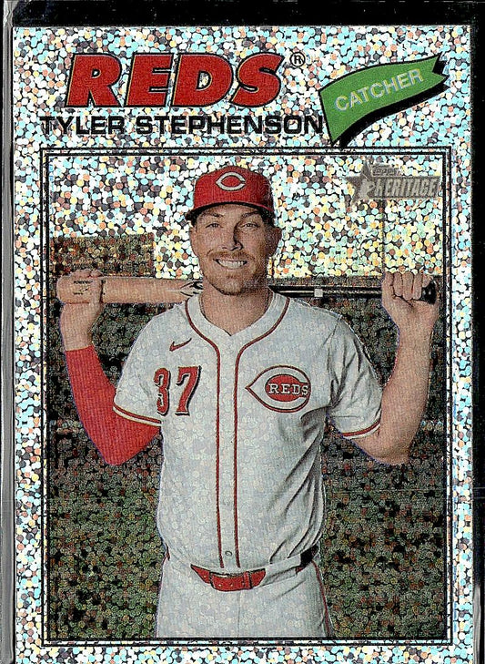 2026 Topps Heritage #138 Tyler Stephenson Chrome Silver Sparkle Refractors