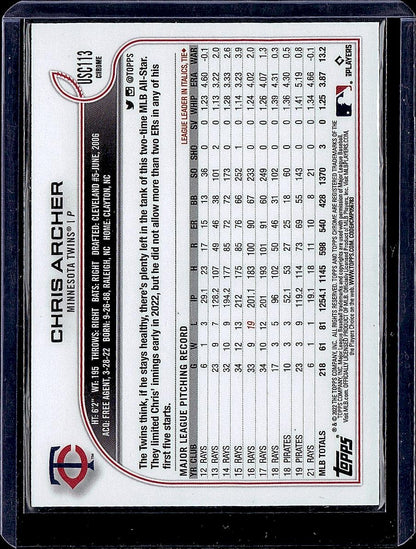 2022 Topps Chrome Update #USC113 Chris Archer Purple Refractor