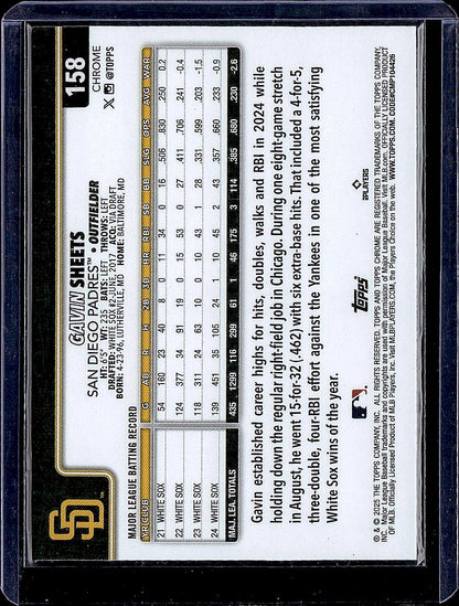 2025 Topps Chrome #158 Gavin Sheets RayWave Refractors