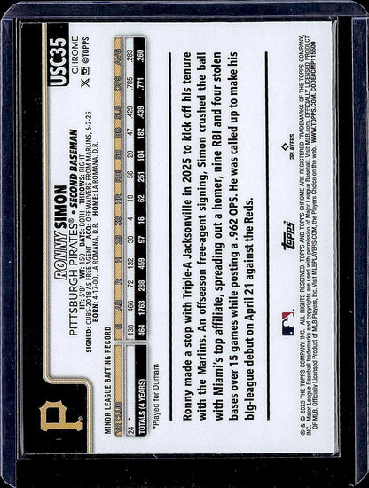 2025 Topps Chrome Update #USC35 Ronny Simon RayWave Refractor