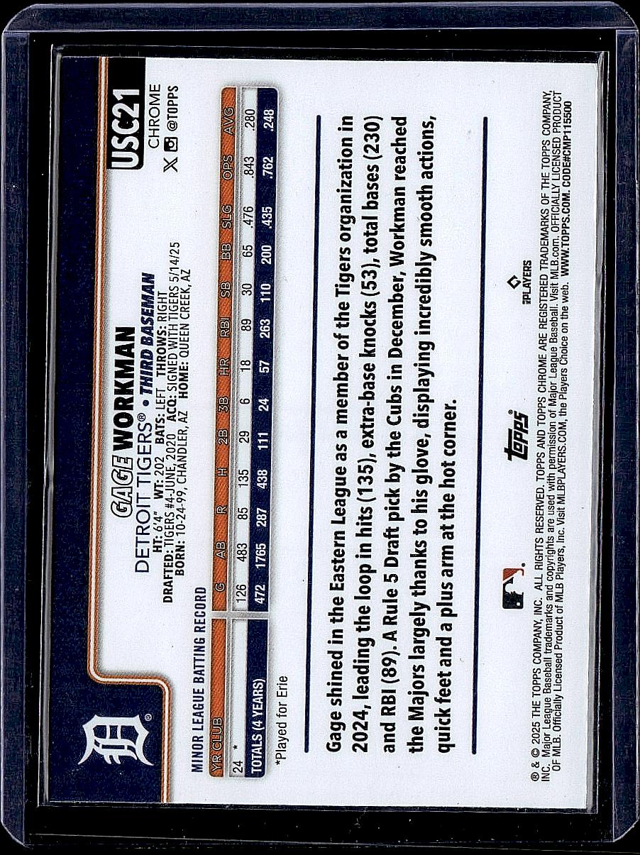 2025 Topps Chrome Update #USC21 Gage Workman X-Fractors