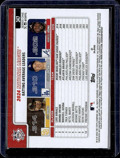 2025 Topps #347 National LL AVG ( Arraez / i Ohtani / l Ozuna)