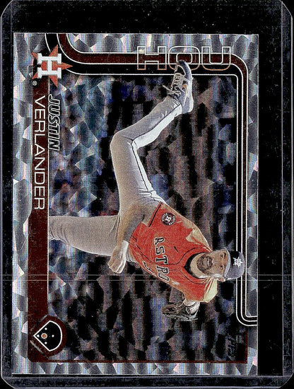 2025 Topps #118 Justin Verlander Silver Crackle Foilboard