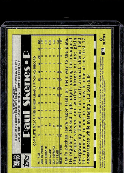 2025 Topps #T90-63 Paul Skenes 1990 Topps Baseball 35th Anniversary (Series One)