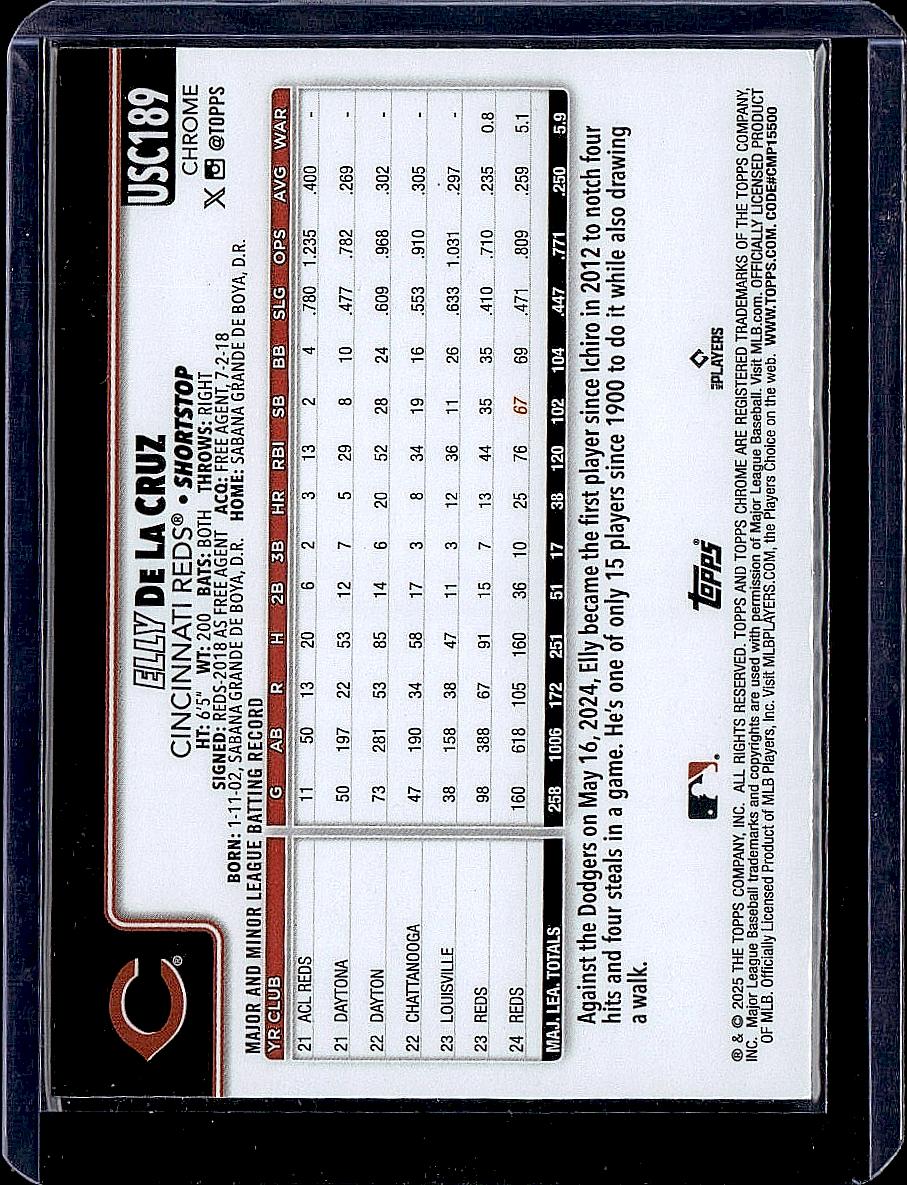 2025 Topps Chrome Update #USC189 Elly De La Cruz X-Fractors