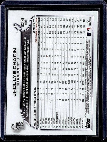 2022 Topps Chrome Update #USC96 Jhoulys Chacin Purple Refractor