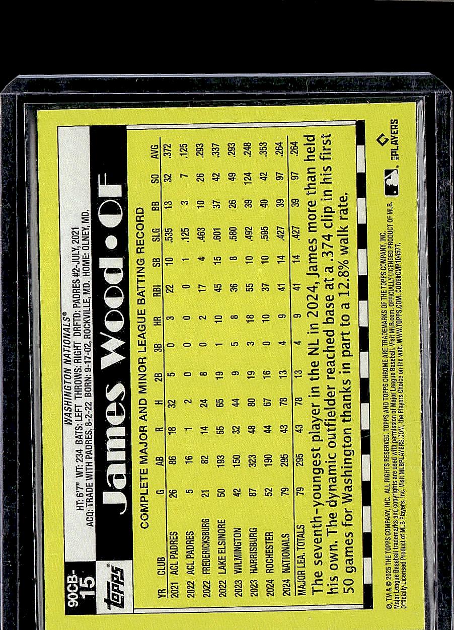 2025 Topps Chrome #90CB-15 James Wood 1990 Topps Baseball 35th Anniversary