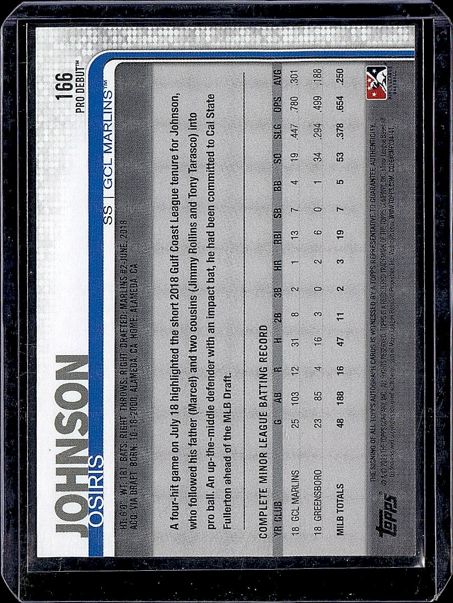 2019 Topps Pro Debut #166 Osiris Johnson Autographs