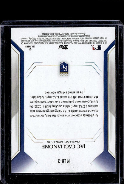 2026 Topps #MLB-3 Jac Caglianone Topps Collector Kit